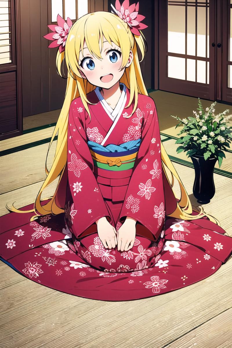 17979-3619897484-Kirisaki Chitoge, 1girl, japanese clothes, seiza, kimono, blonde hair, solo, blue eyes, floral print, flower, vase, long sleeves.png